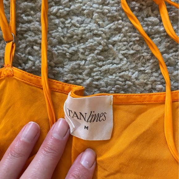 Tan Lines Women’s Satin Aloha Tank Dress Orange Midi M Resortwear Slip Dress - Picture 10 of 10